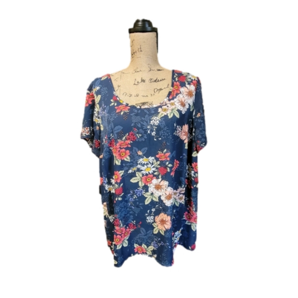 Torrid Blue Floral Blouse